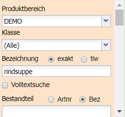 2. Auswahl der Suchoptionen