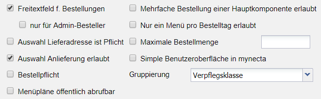 4. Bestelloptionen / Gruppierung