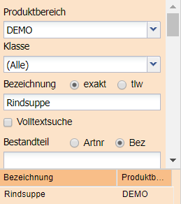 2. Auswahl der Suchoptionen